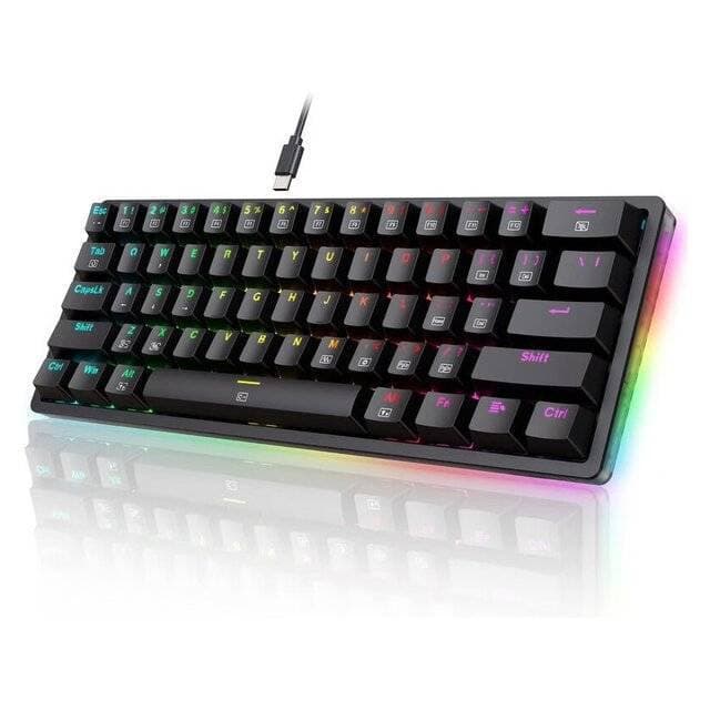KEYBOARD REDRAGON MECHANICAL AKALI K642 BLACK RGB WIRED RED SWITCH 60%